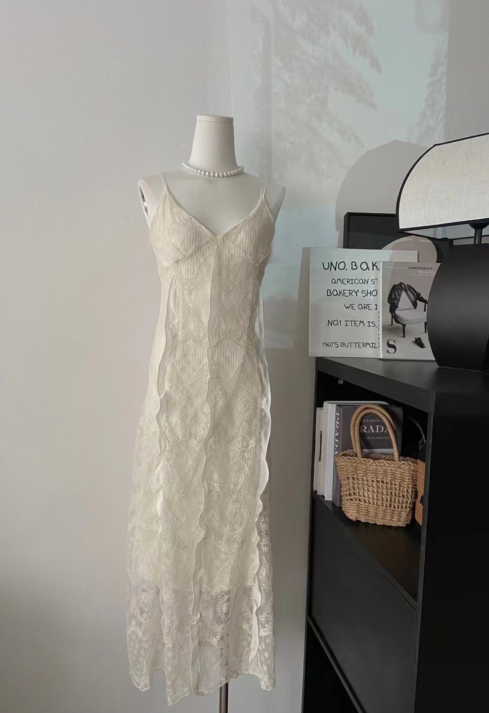 Women's Ruffle Lace Slip Dress Summer Slimming Gentle Temperament Vacation Dress - Image 3