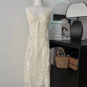 Women's Ruffle Lace Slip Dress Summer Slimming Gentle Temperament Vacation Dress