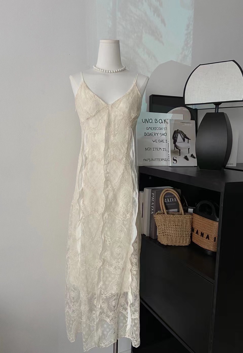 Women's Ruffle Lace Slip Dress Summer Slimming Gentle Temperament Vacation Dress