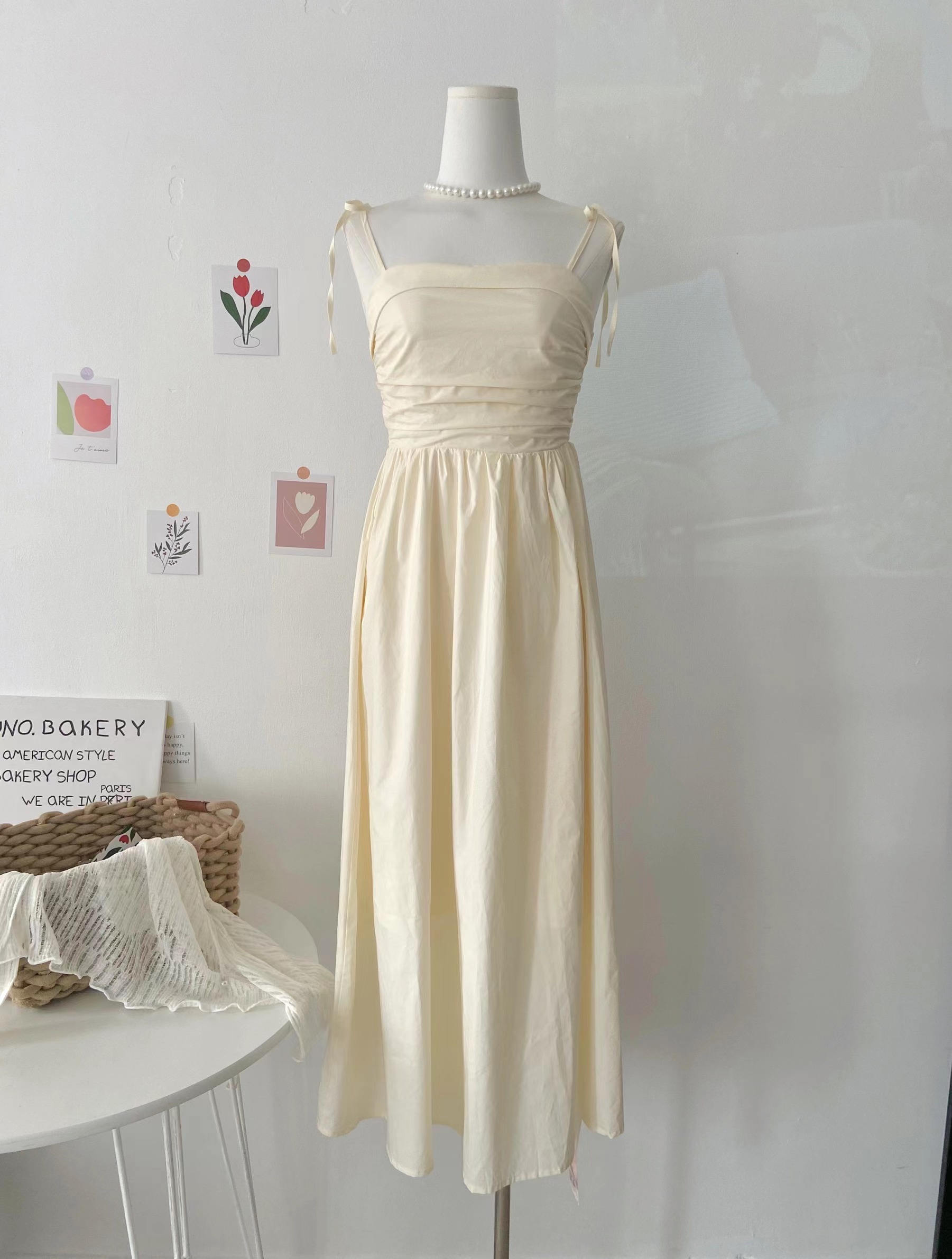 French Spaghetti Strap Dress Women Summer Pleated Elegant Long Dress - Image 2
