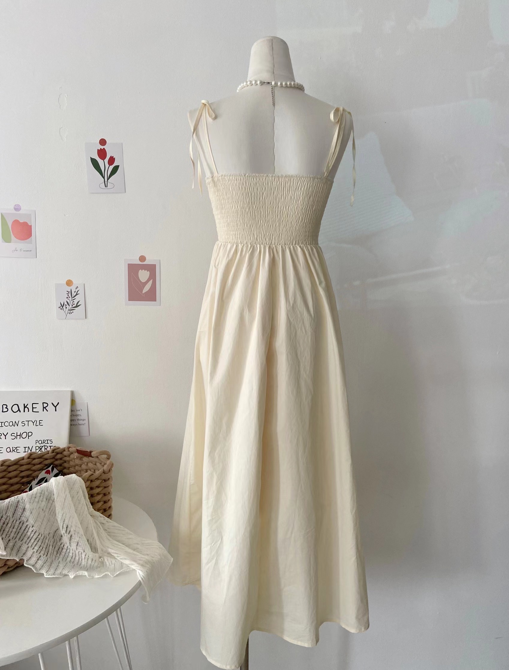 French Spaghetti Strap Dress Women Summer Pleated Elegant Long Dress - Image 3