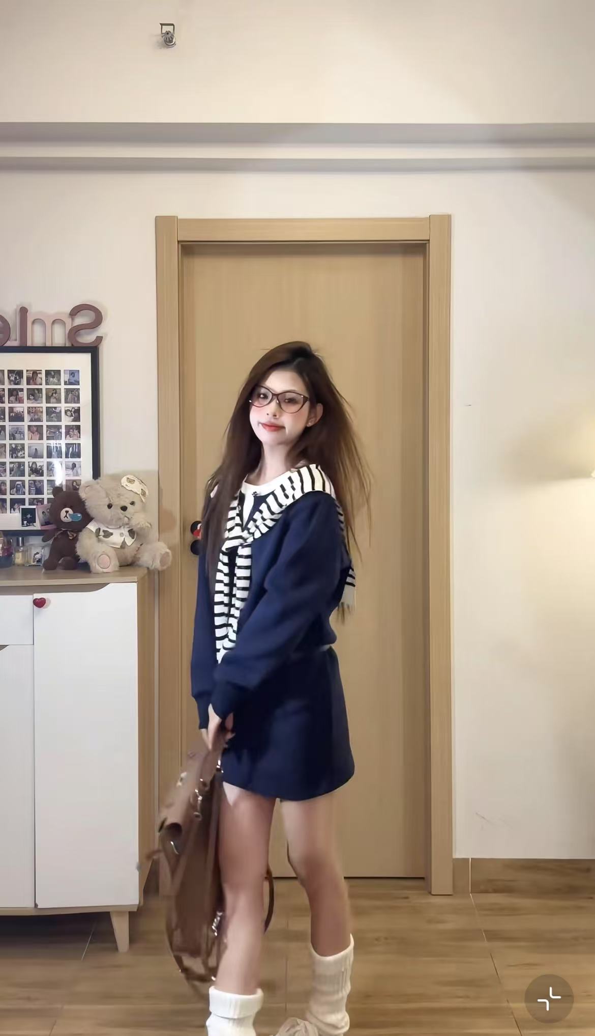 2025 Spring Preppy Long Sleeve Sweatshirt Dress with Faux Two-Piece Look - Image 2