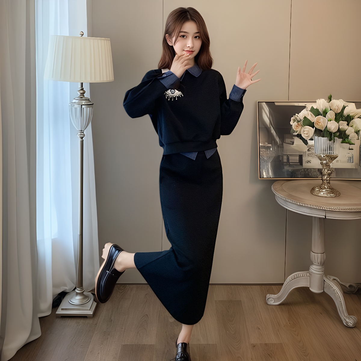 Women's Autumn Two-Piece Sweatshirt and Skirt Set 2025 New Style - Image 3