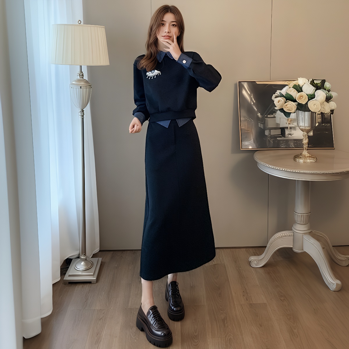 Women's Autumn Two-Piece Sweatshirt and Skirt Set 2025 New Style - Image 4