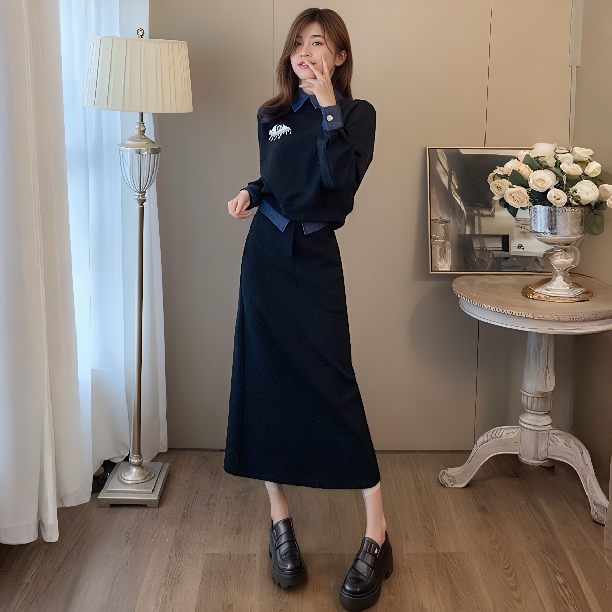 Women's Autumn Two-Piece Sweatshirt and Skirt Set 2025 New Style