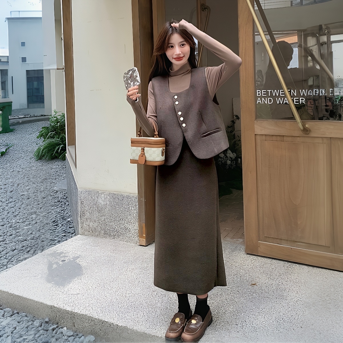 Women's 3-Piece Retro Wool-Like Set 2025 Autumn Sleeveless Vest Long Pants