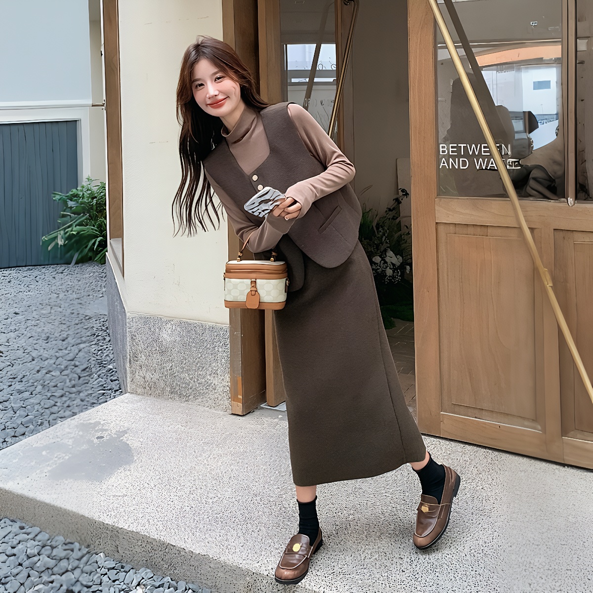 Women's 3-Piece Retro Wool-Like Set 2025 Autumn Sleeveless Vest Long Pants - Image 3