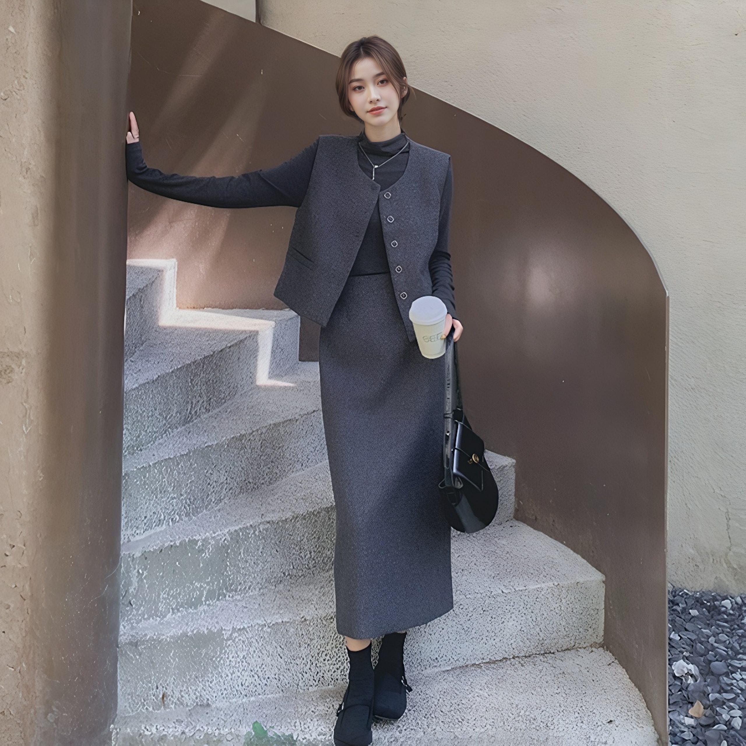 Xiaoxiang Style Vest Skirt Three-Piece Set Light Mature Elegant 2025 Spring New Arrival - Image 4