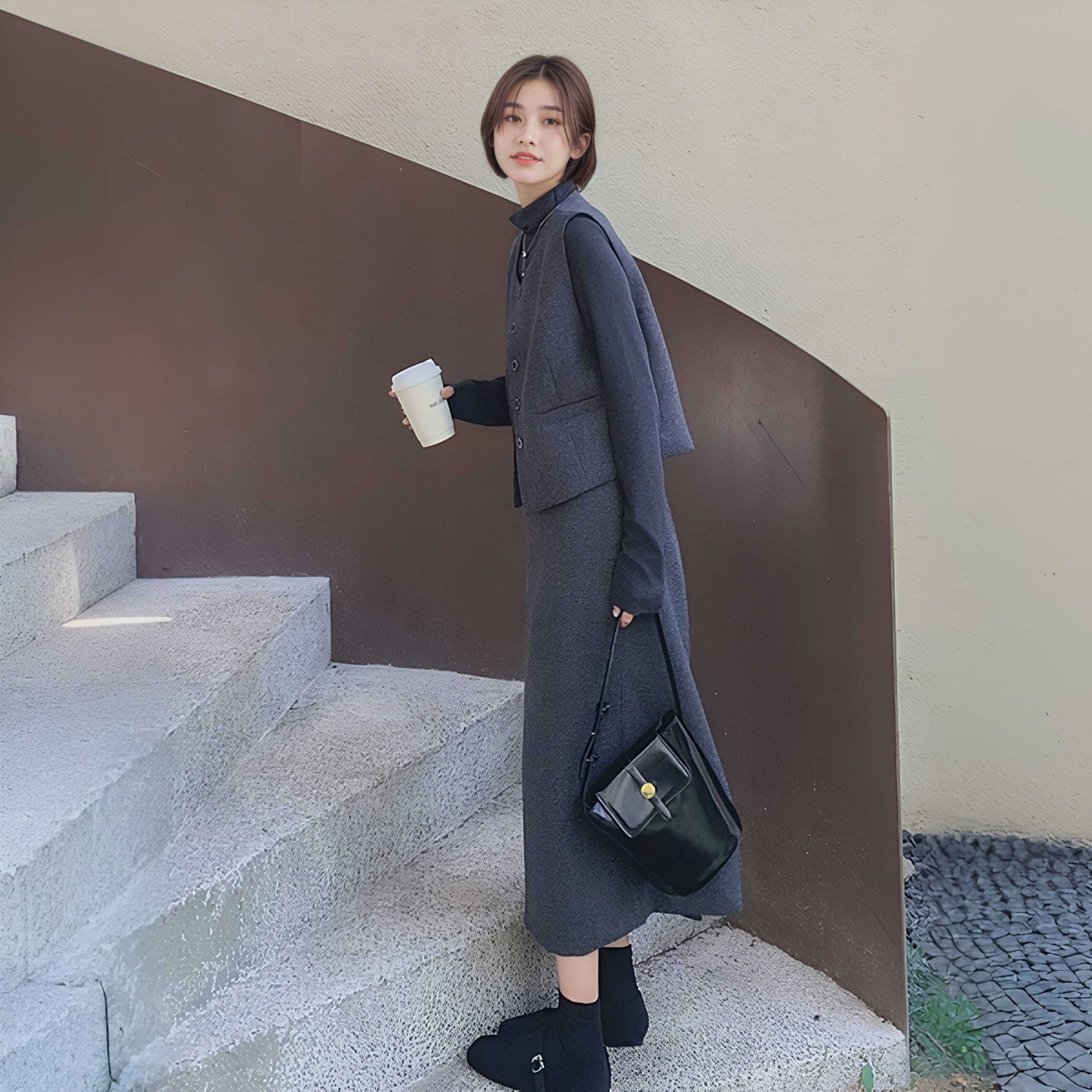 Xiaoxiang Style Vest Skirt Three-Piece Set Light Mature Elegant 2025 Spring New Arrival - Image 3
