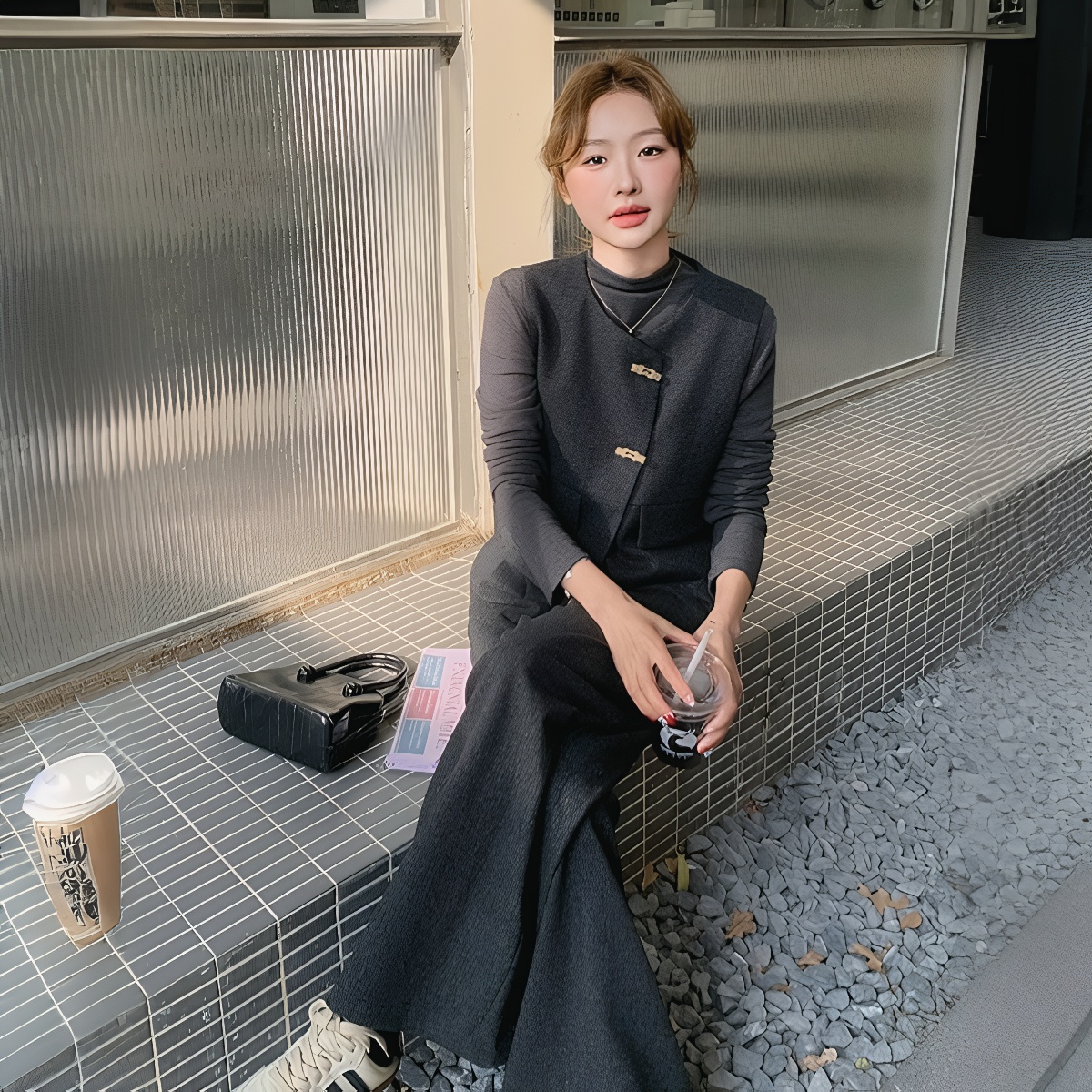 Women's Three-Piece Vest Suit Set Korean Style Fall Winter 2025 - Image 3