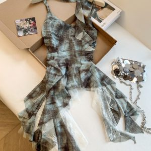 Women's Asymmetrical Plaid Cami Top Sleeveless Summer Shirt