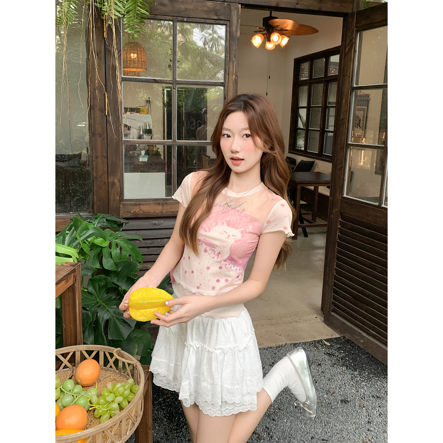Women's Slim Fit Short Sleeve T-Shirt with Letter Rhinestone Print Summer Korean Style Mesh Top - Image 5