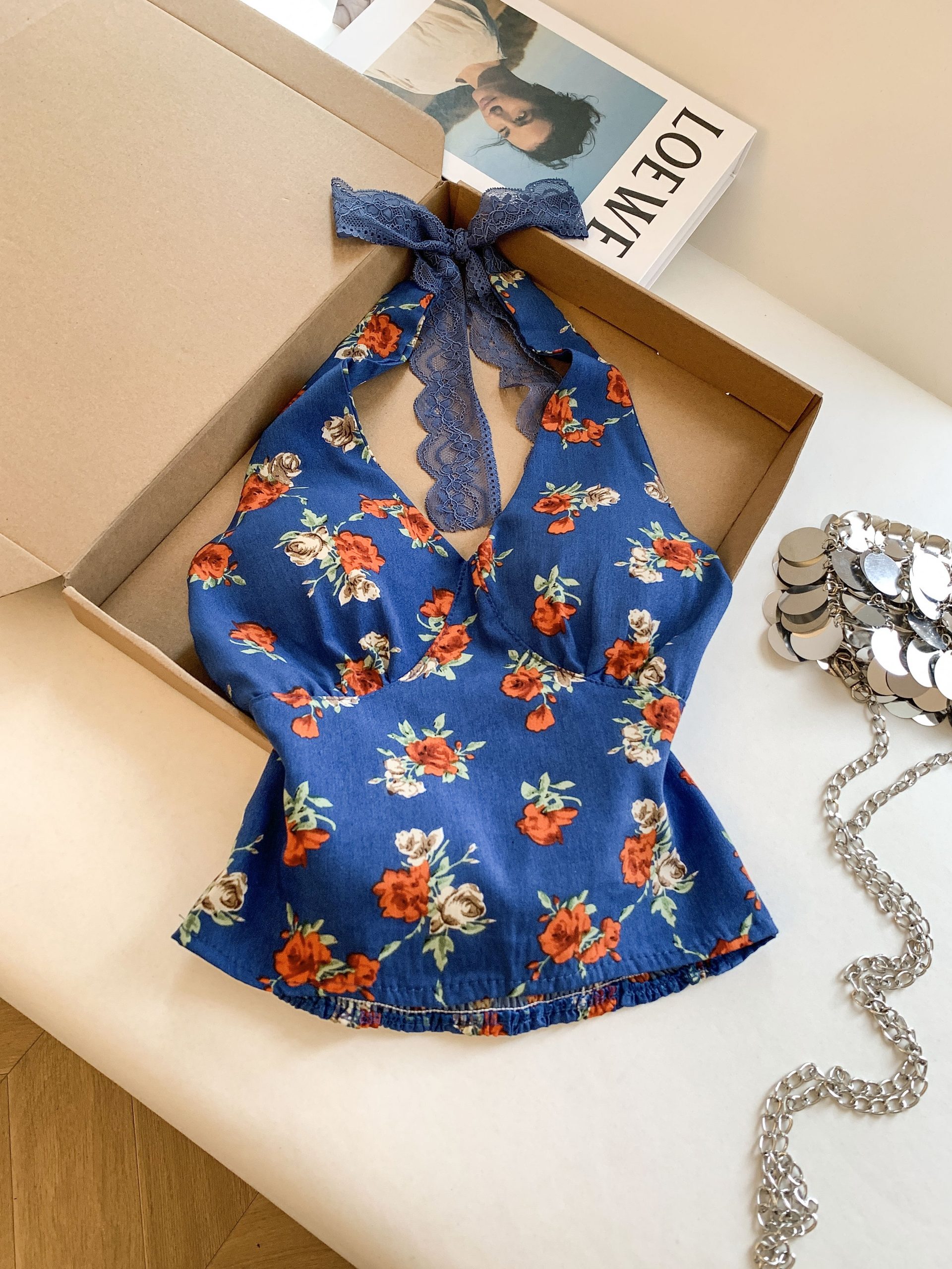 Women's Floral Halter Cami Top with Pads Backless Sleeveless Sexy Summer 2026