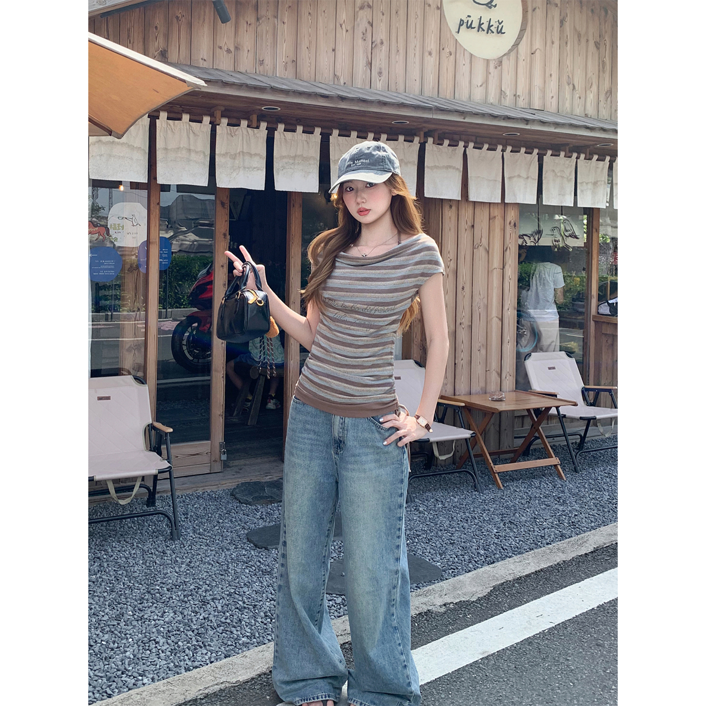 Women's Letter Rhinestone One-Shoulder Short Sleeve T-Shirt Summer New Pure Desire Style Draped Neckline Clavicle-Accentuating Pretty Top - Image 5