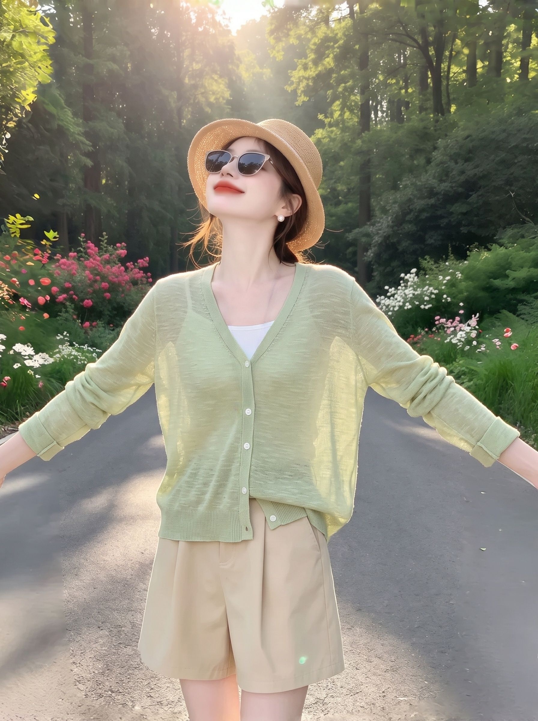 V-Neck Ice Silk Knit Sun Protection Cardigan for Women 2026 Summer Sheer Air Conditioning Shawl